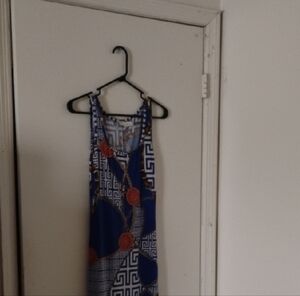 Blue and Orange Geometric Dress